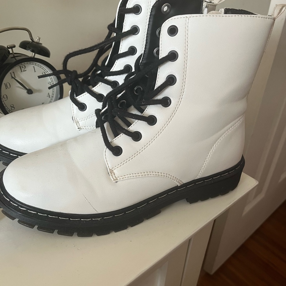 White Combat Boots